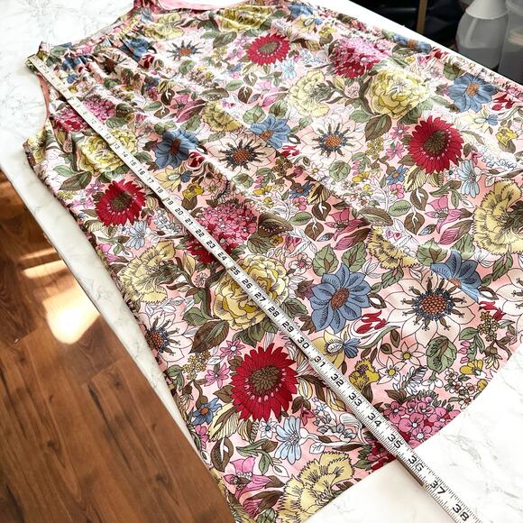 Loft Pink Garden Floral Print Sleeveless Shift Dress women's size large - Picture 10 of 11